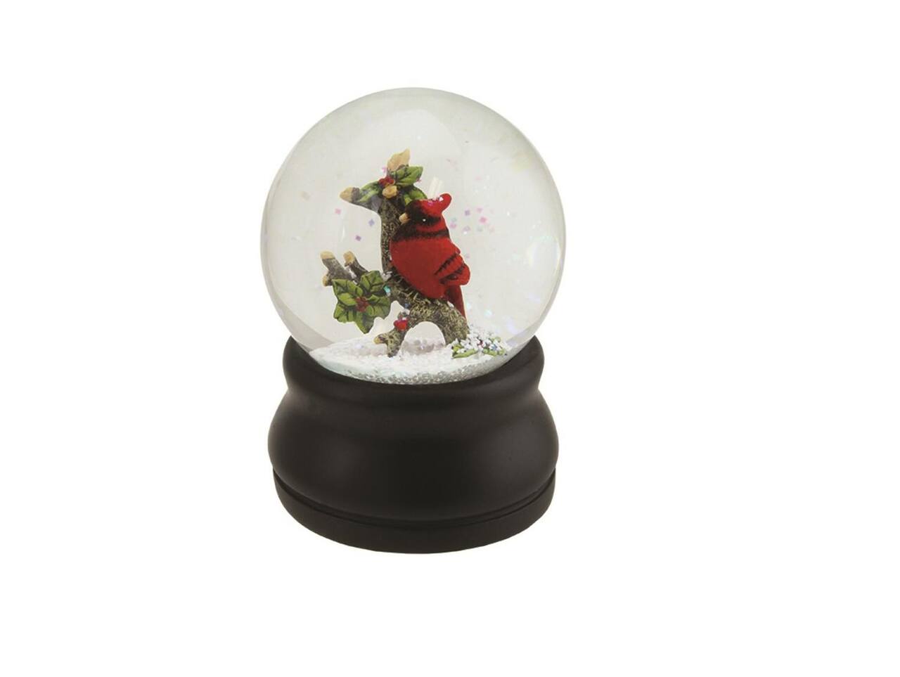 5.5" Red Cardinal on Branch Snow Globe Glitterdome